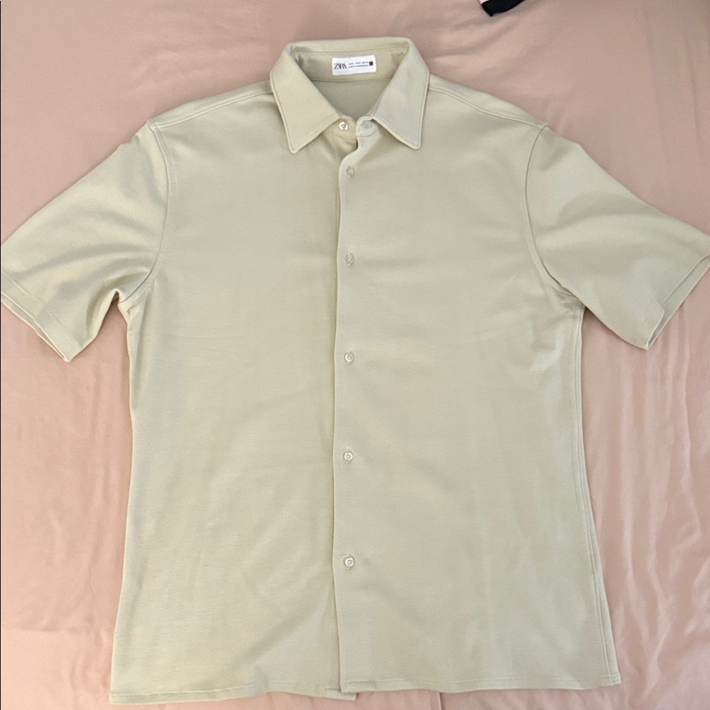 Zara Men's Light Tan Button Down Shirt